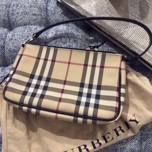 Burberry Beige Plaid Bag with Black Strap- vintage